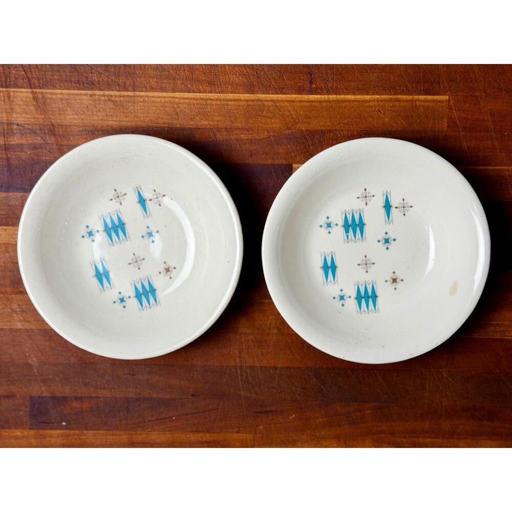 Set of 2 Mid Century Modern Atomic Starburst Berry Bowls | Turquoise Trinket - Picture 11 of 15